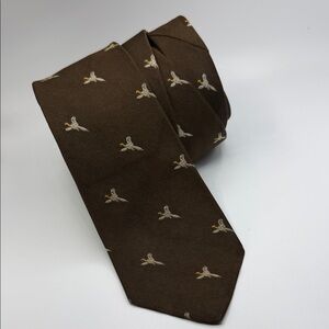 Vintage Bert Pulitzer for Lord & Taylor Pheasant Motif Silk Slim Tie